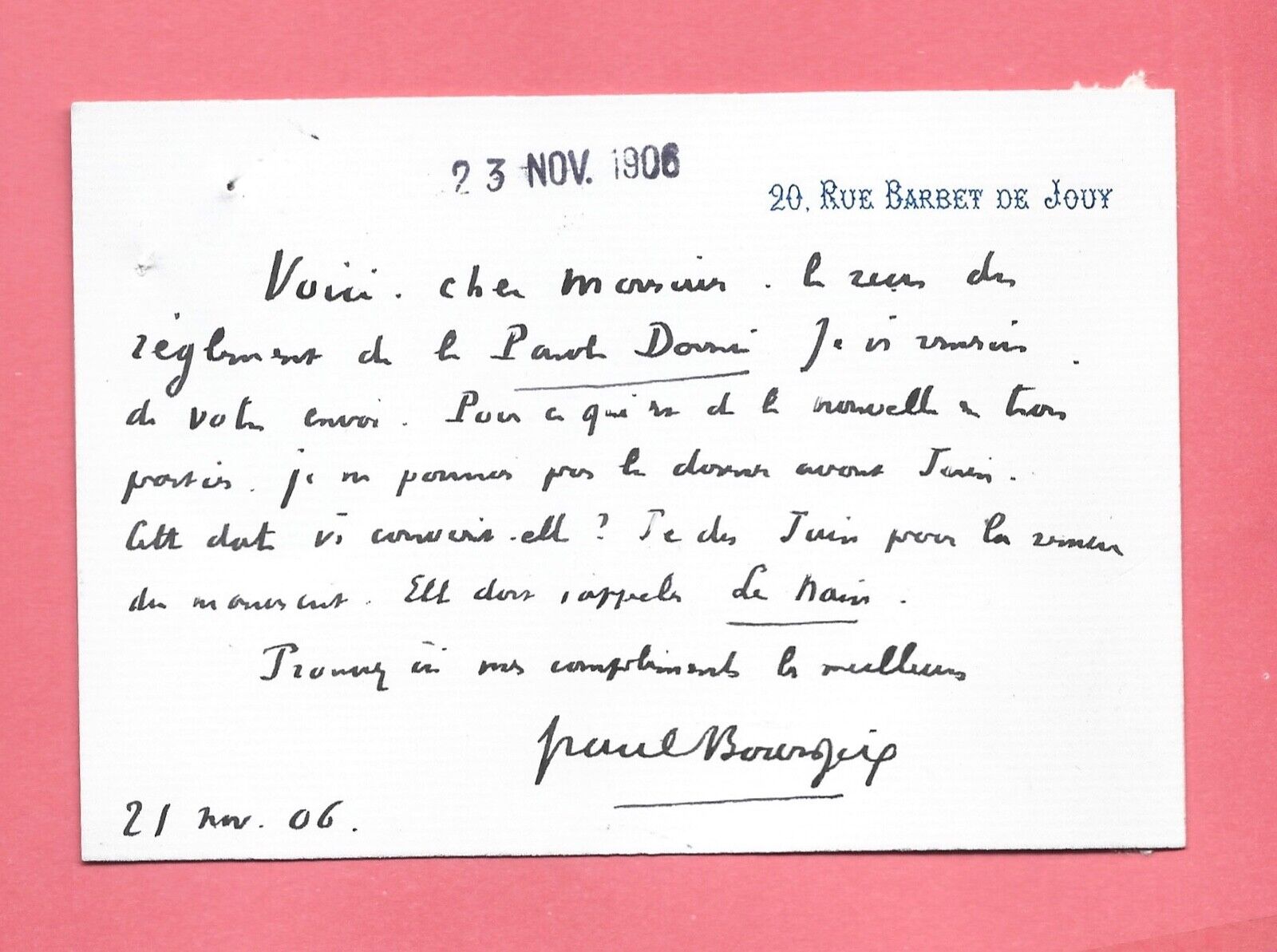 EL98-CARD-A.S-PAUL BOURGET-WRITER-ESSAYIST-MEMBER-ACADÉMIE FRANÇAISE-1906