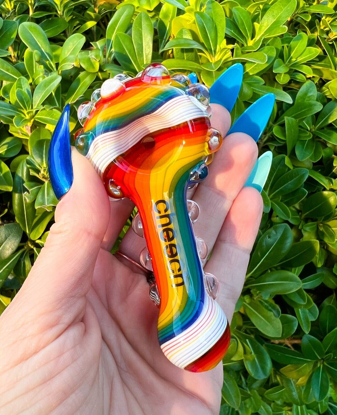 Cheech Rainbow Glass Hand Pipe Unique Pipe Cute Pipe Spoon Pride