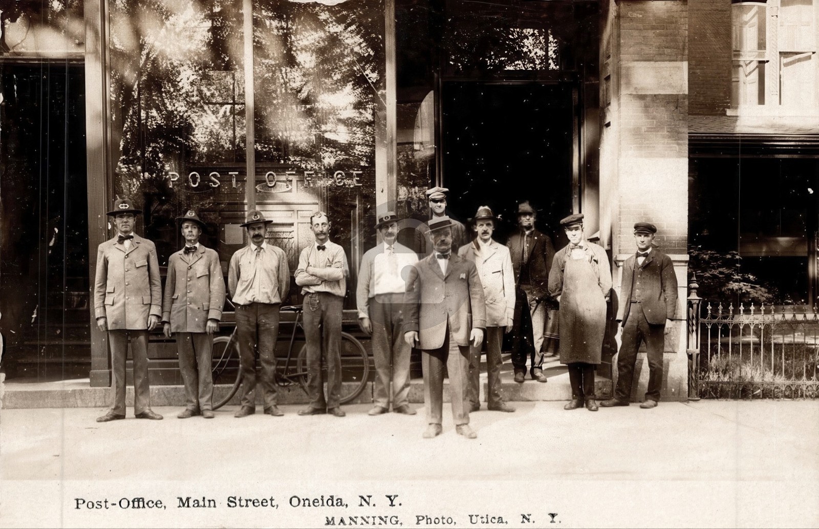 Main Street Post Office Mailmen Oneida NY New York Manning RPPC Postcard COPY