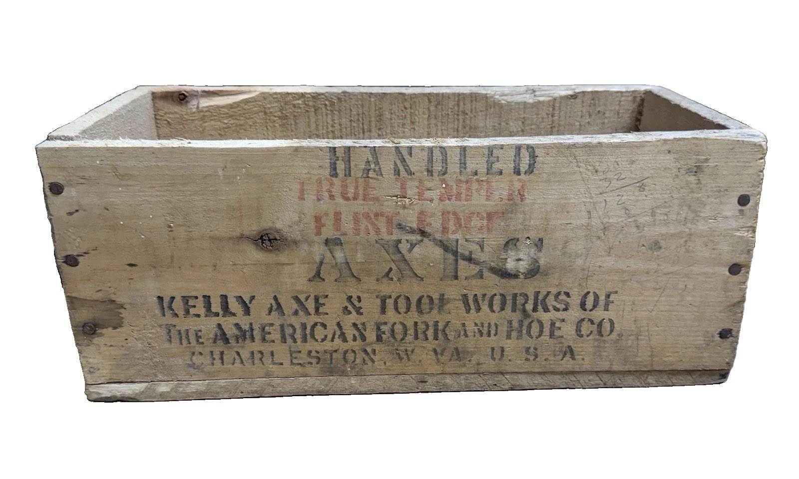 Rare Kelly Axes Tool Works wood box 3.5