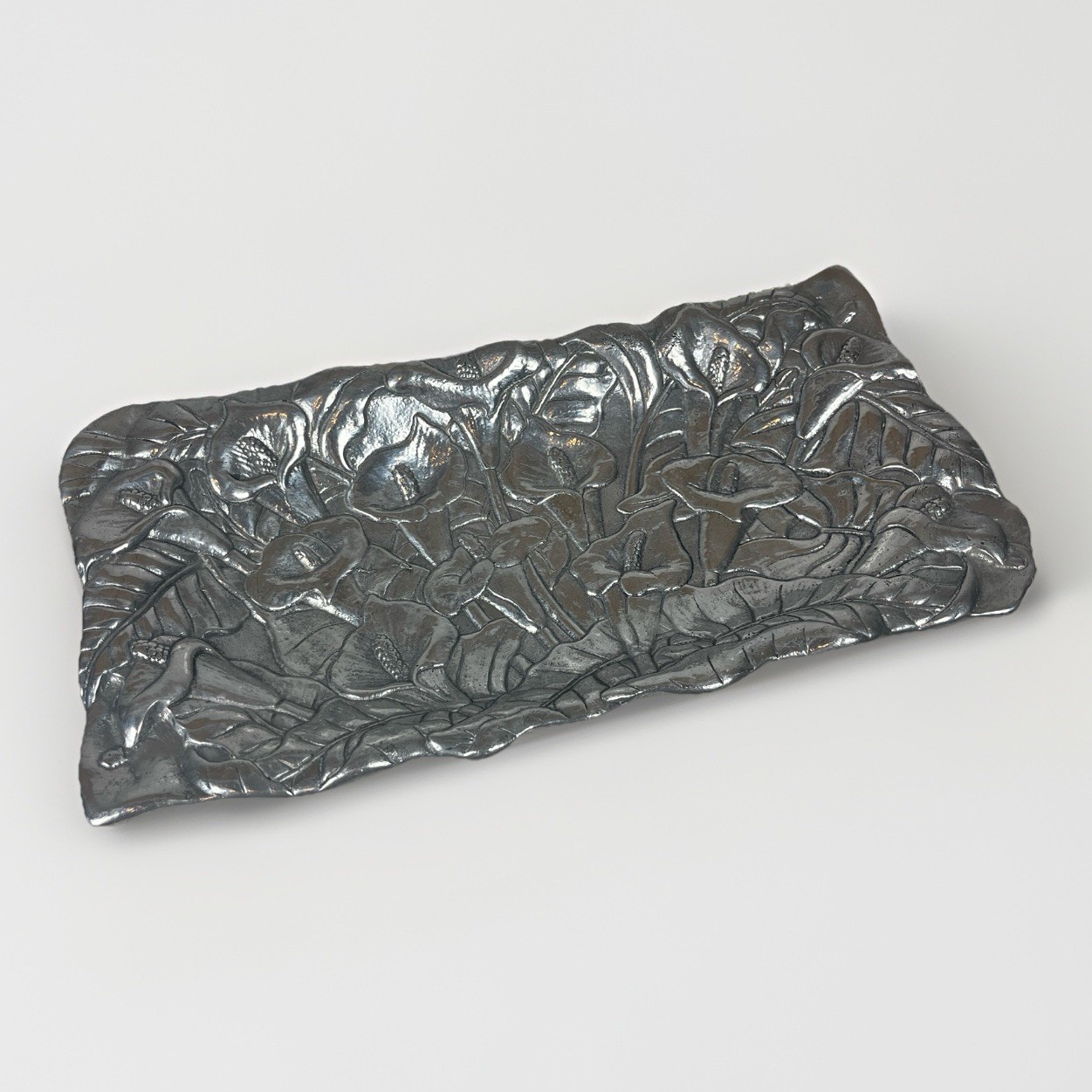 Peltrina Pewter Calla Lily Tray Argentina VTG 70s Modern Heritage Grandmillenial