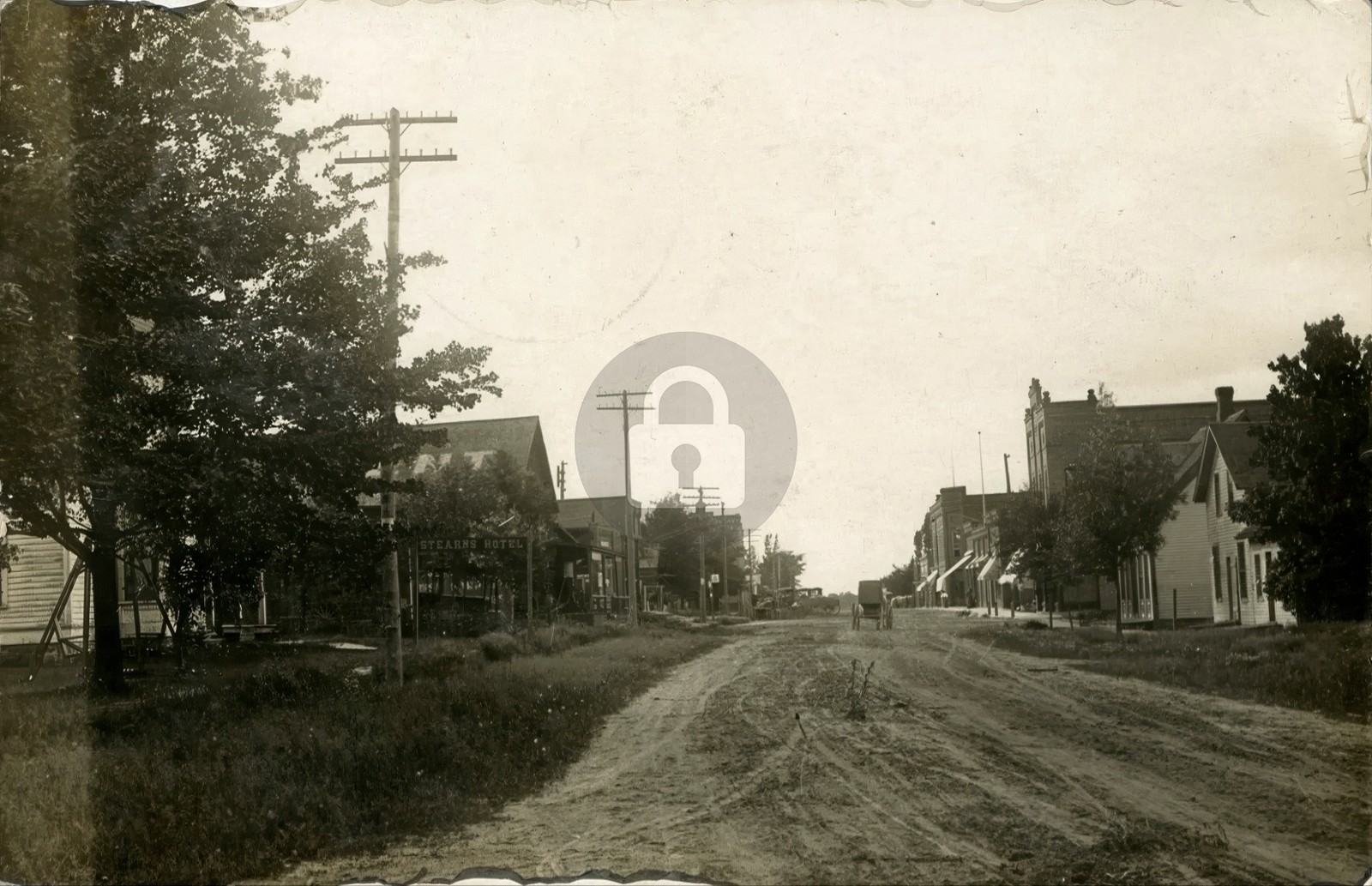 Fairchild WI Wisconsin Mainstreet Stearns Hotel 1907 Cumberland RPPC COPY