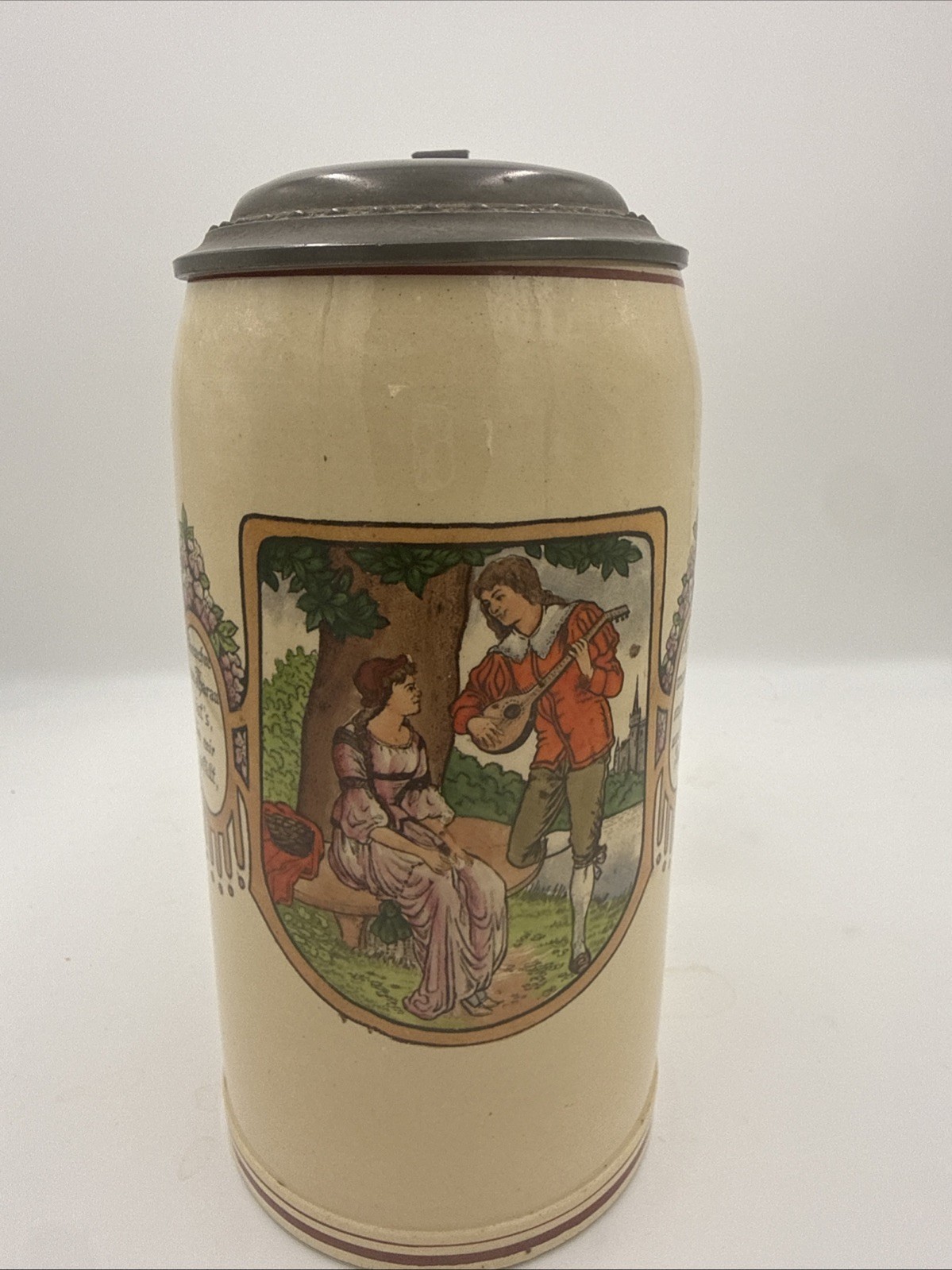 Vintage Gerz German Beer Stein 1L Pewter Lid Annchen von Tharau Made Germany