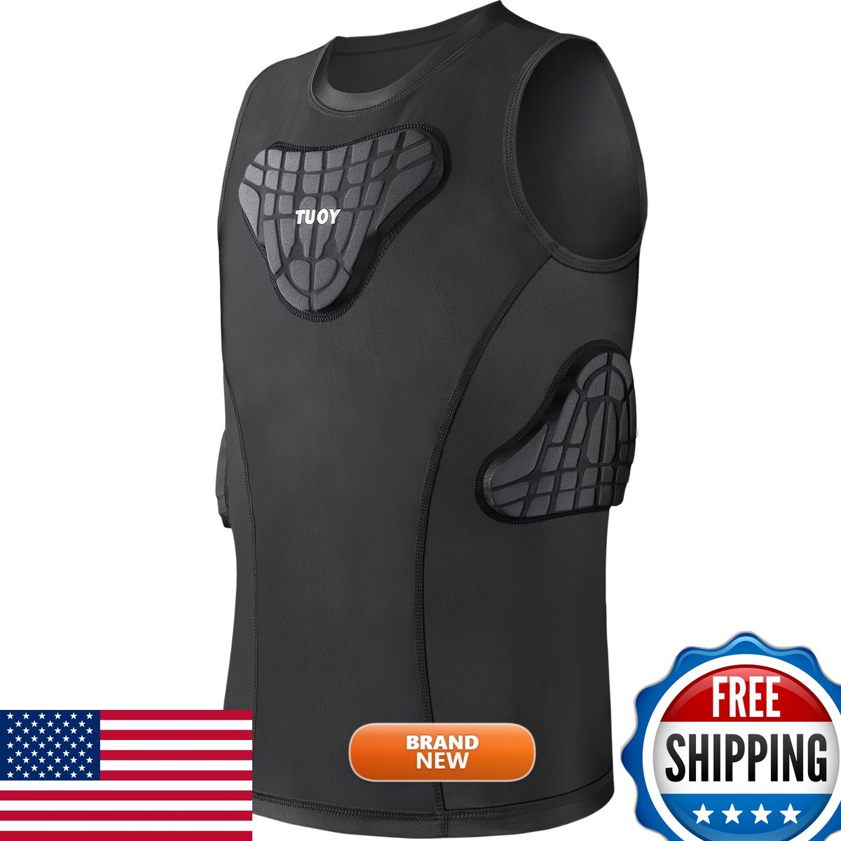 TUOY 862-Vest-B-YXL Youth Padded Rib Protector Compression Shirt