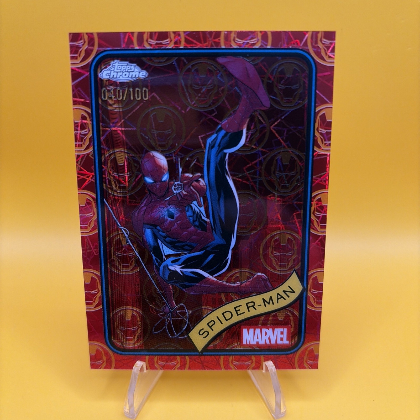 2025 TOPPS CHROME MARVEL IRON MAN RED & GOLD LAZER #101 SPIDER-MAN 40/100 