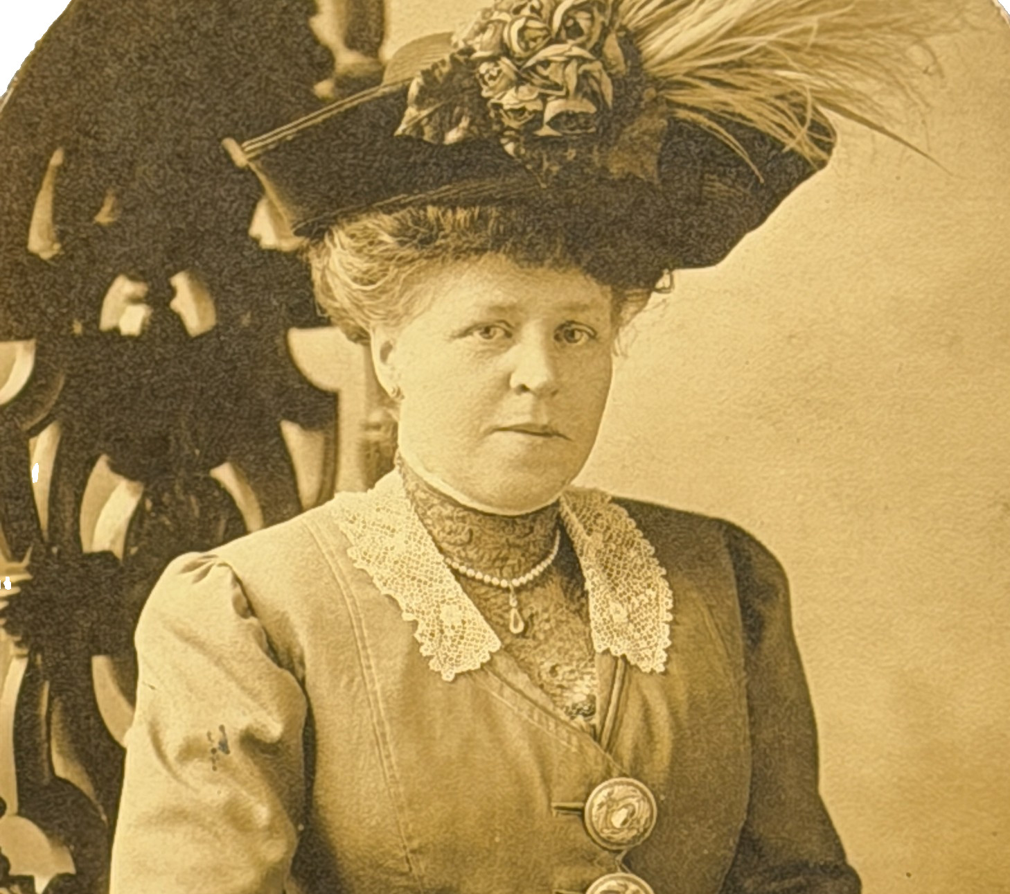 Edwardian Woman Oval Portrait Photograph c1900s Victorian Hat & Fashion Photo