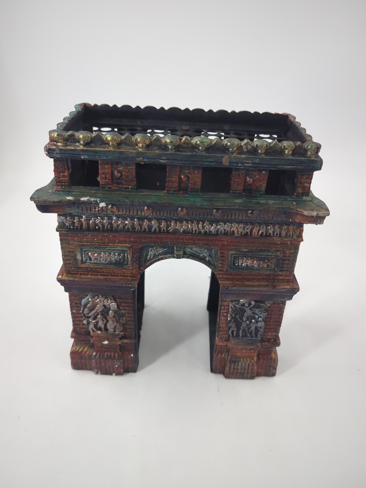 Vintage Cast Iron Arc De Triomphe With Candle Holders Paris Monument