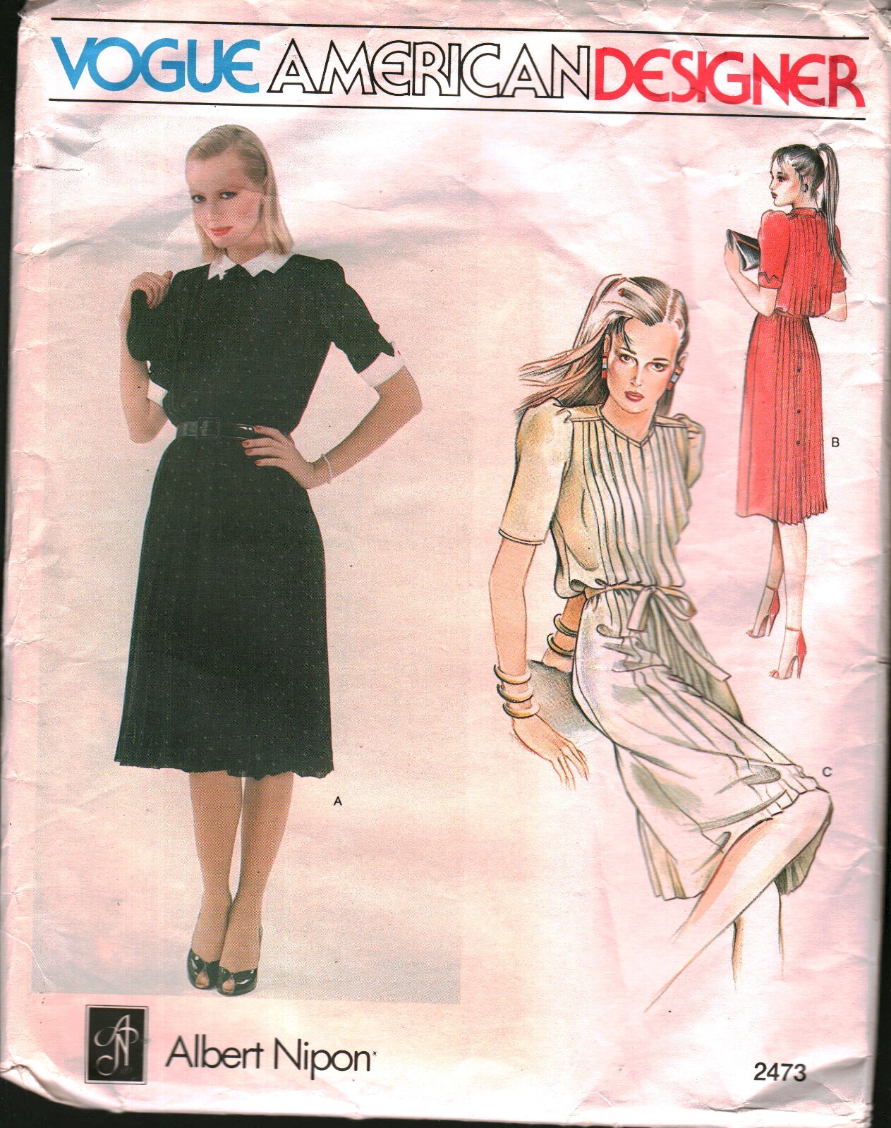 2473 Vintage Vogue Sewing Pattern Misses 1980s Loose Fitting Dress Belt Nipon 12