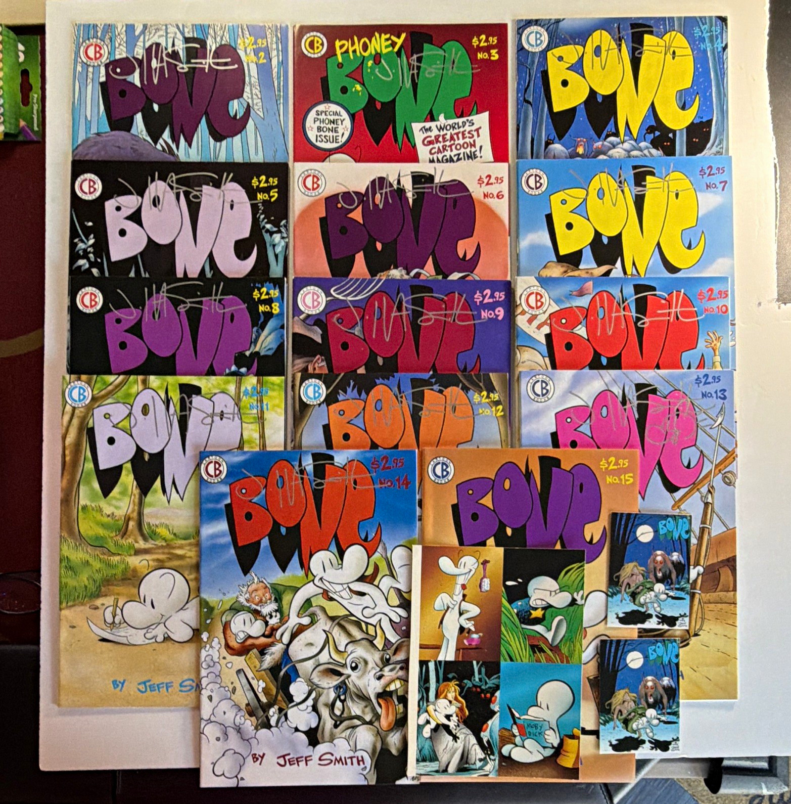 Bone Comic Book Lot Signed Jeff Smith Heroes Convention Charlotte \'94 #2-14 + 15
