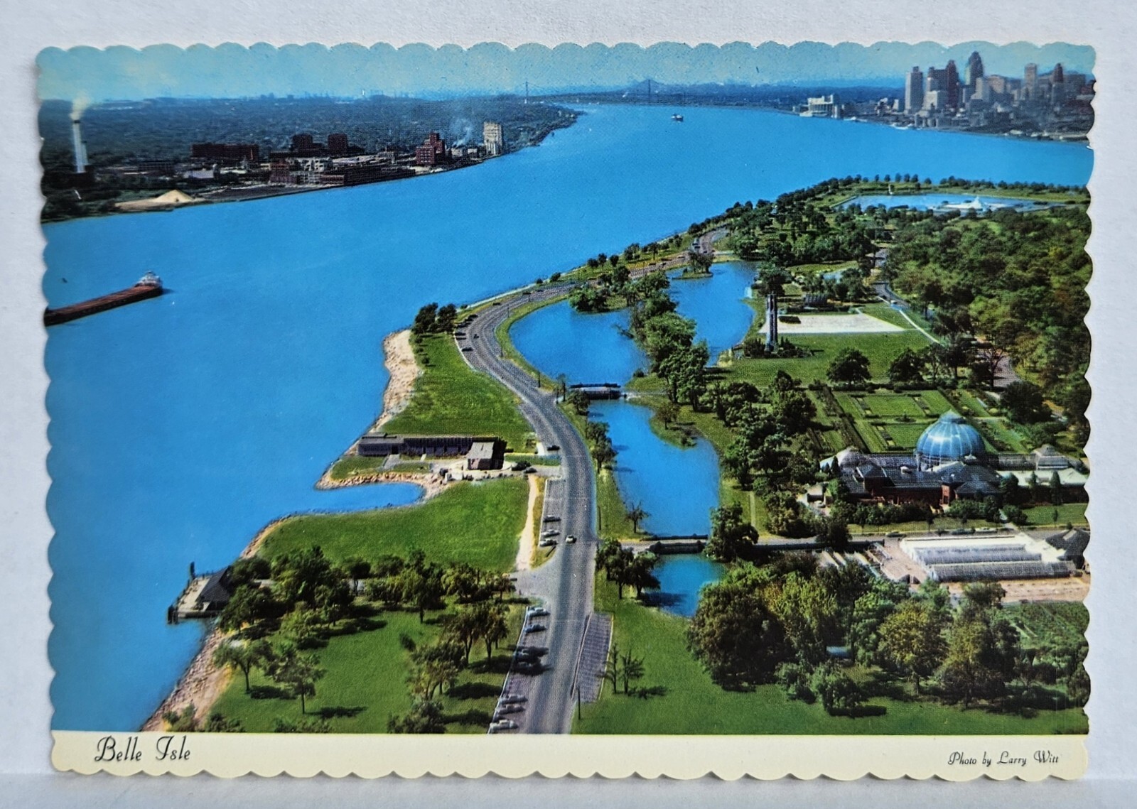 Vintage Postcard Belle Isle, Detroit, Michigan, Aerial View Unposted Unused