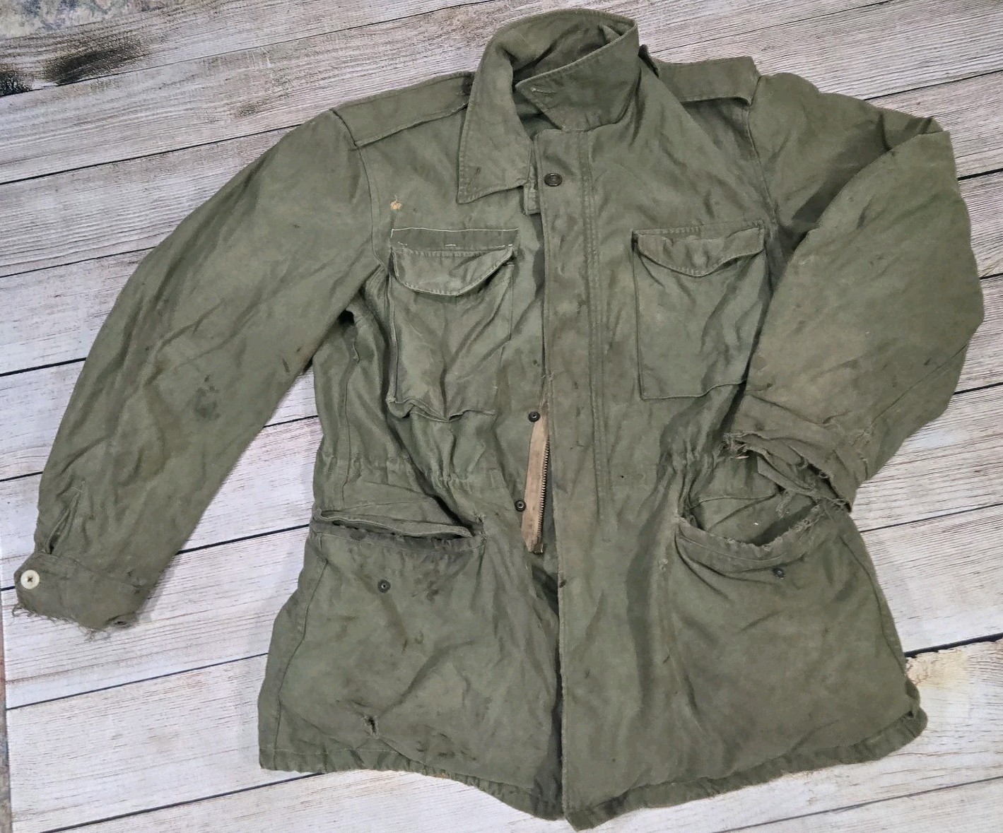 VINTAGE US ARMY M-1951 M51 FIELD JACKET 1952 VIETNAM WAR SIZE Large 