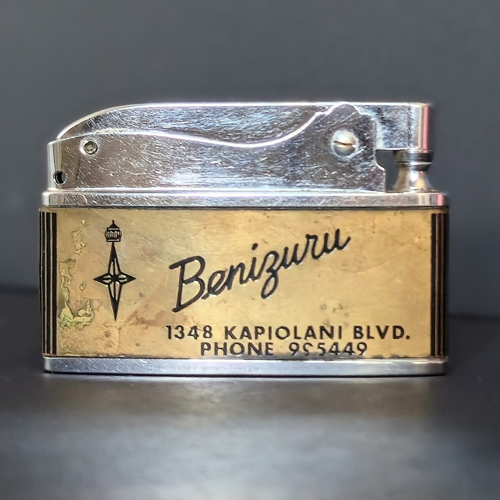 VTG c1964 Honolulu Hawaii Evening Star Benizuru Brother-Lite Advertising Lighter