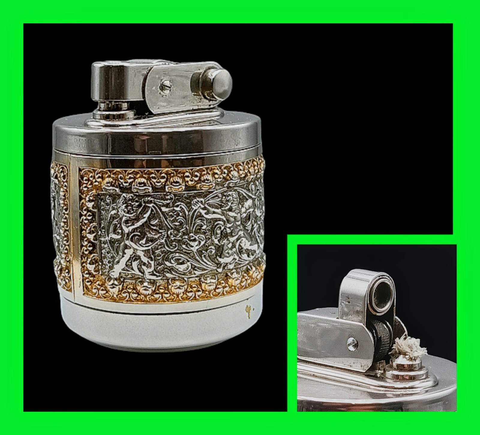 Vintage 1950s Erhard & Söhne German Push Button 2-Tone Table Lighter - UNFIRED 