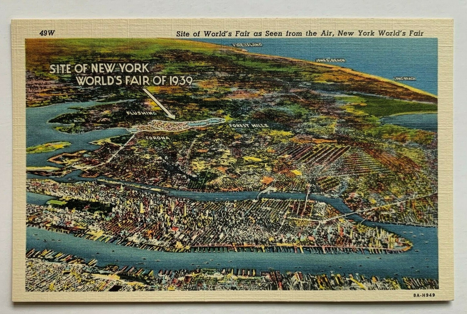 1939 NY Postcard Site of New York World's Fair As Seen from the Air aerial view