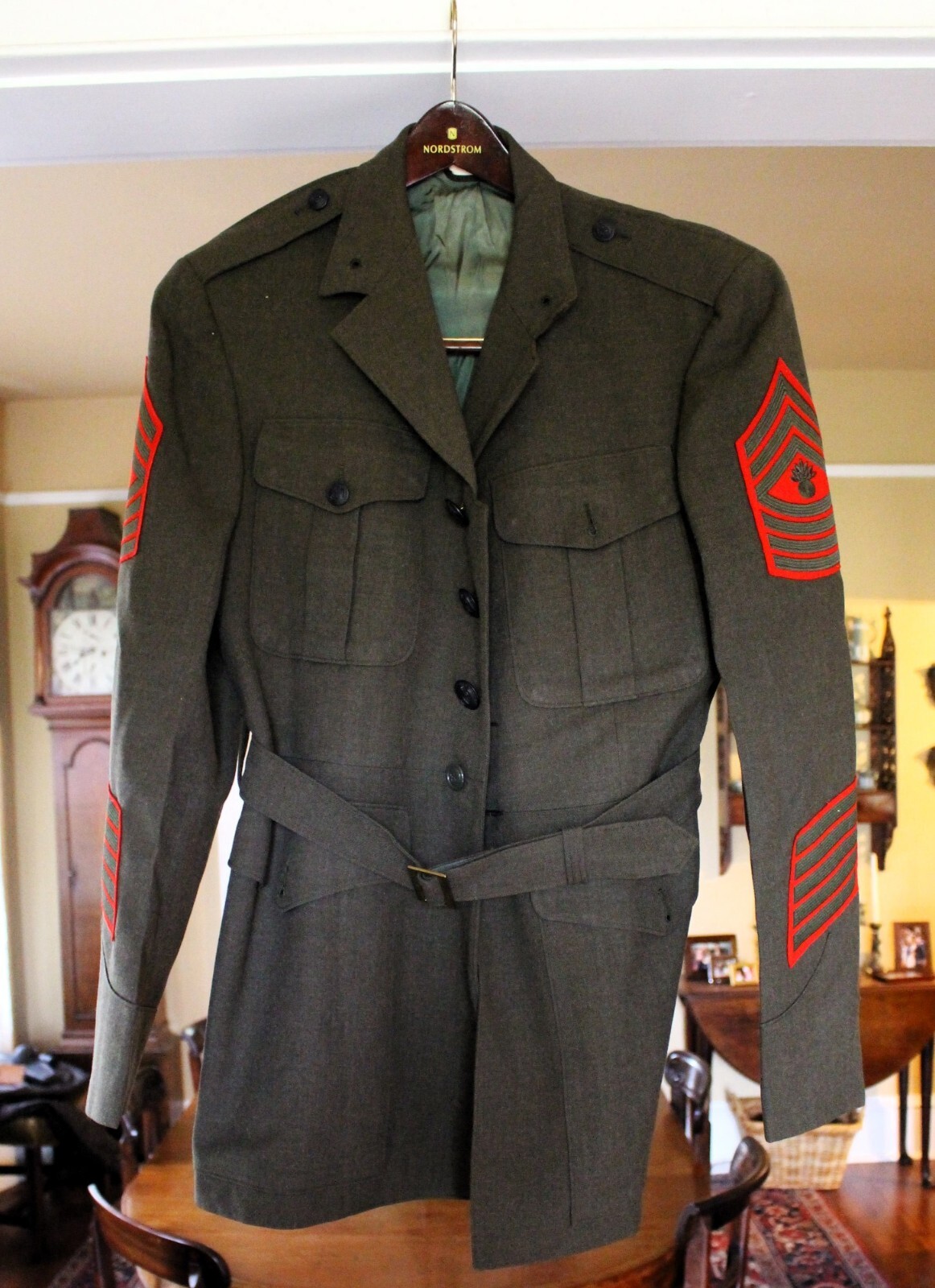 Marine Gunnery Sargeant\'s Wool Tunic (with Belt)+Short&Long Sleeve Shirts c.1964