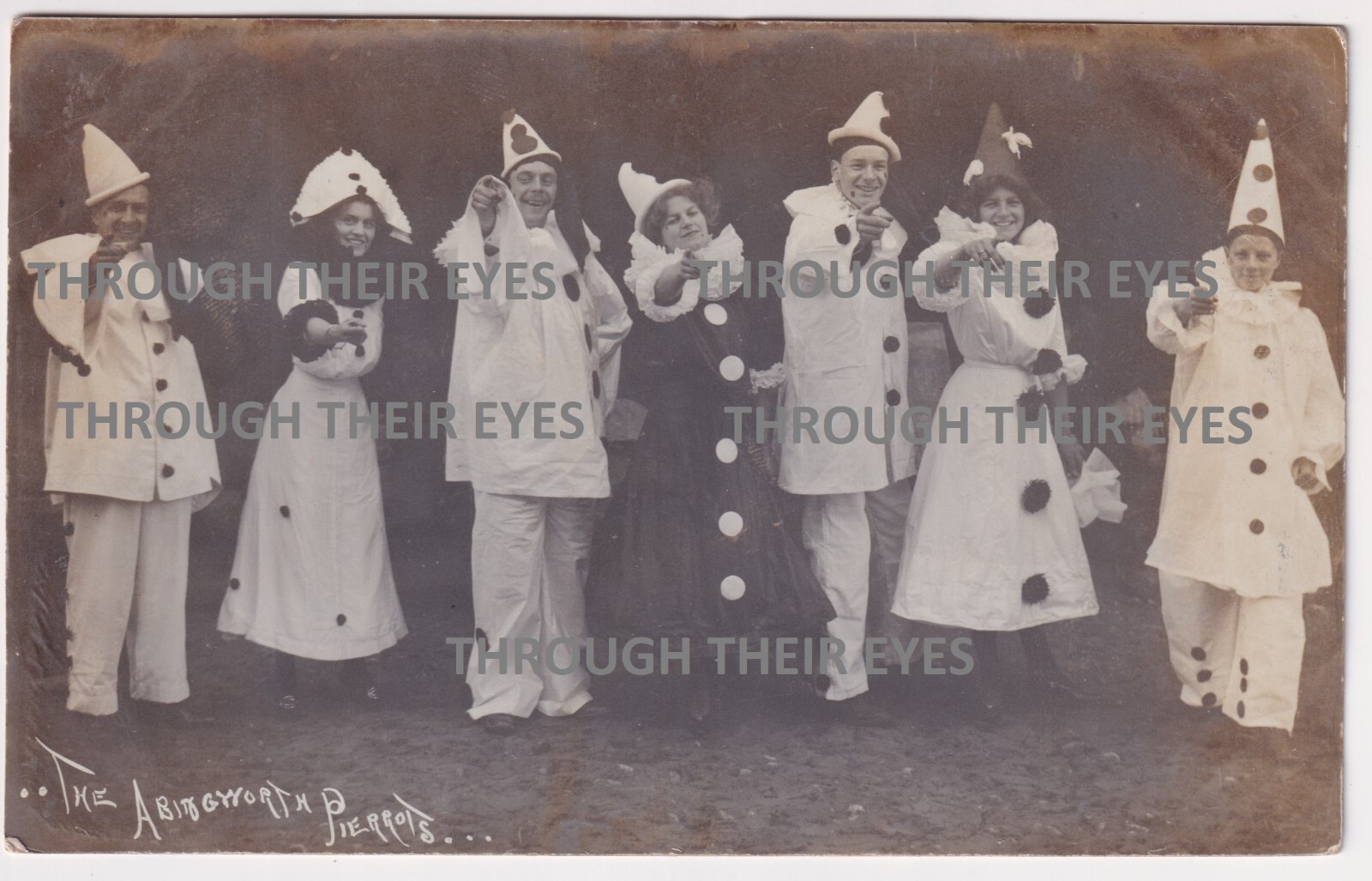 Original Edwardian photo postcard The Abingworth Pierrots 1911 fancy dress