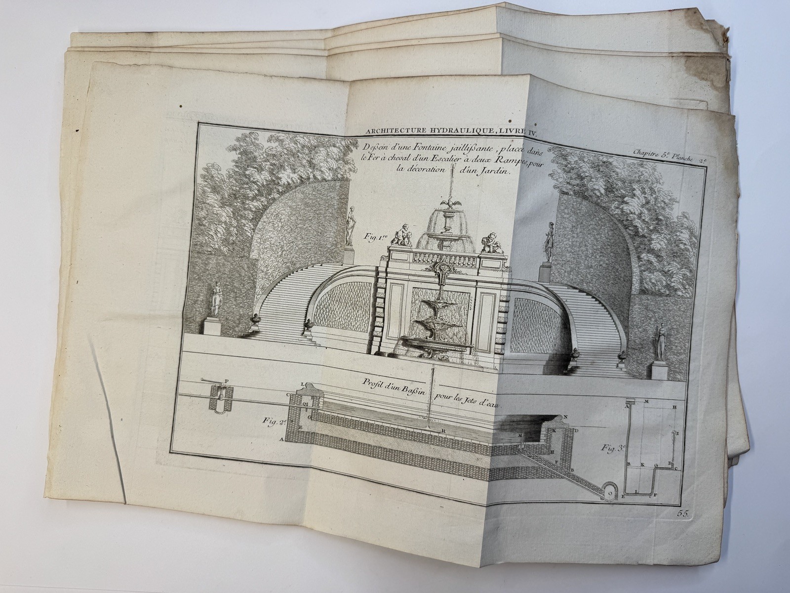Set of 6 x Engineering prints from an Antique French Architecture Book, 1739. 
