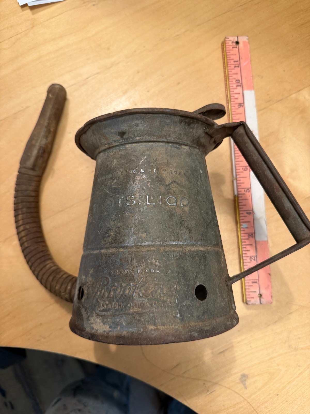 Antique Brookins Mfg Company Dayton Ohio 1 Qts.Liquid Oil Can Vintage Petrolania