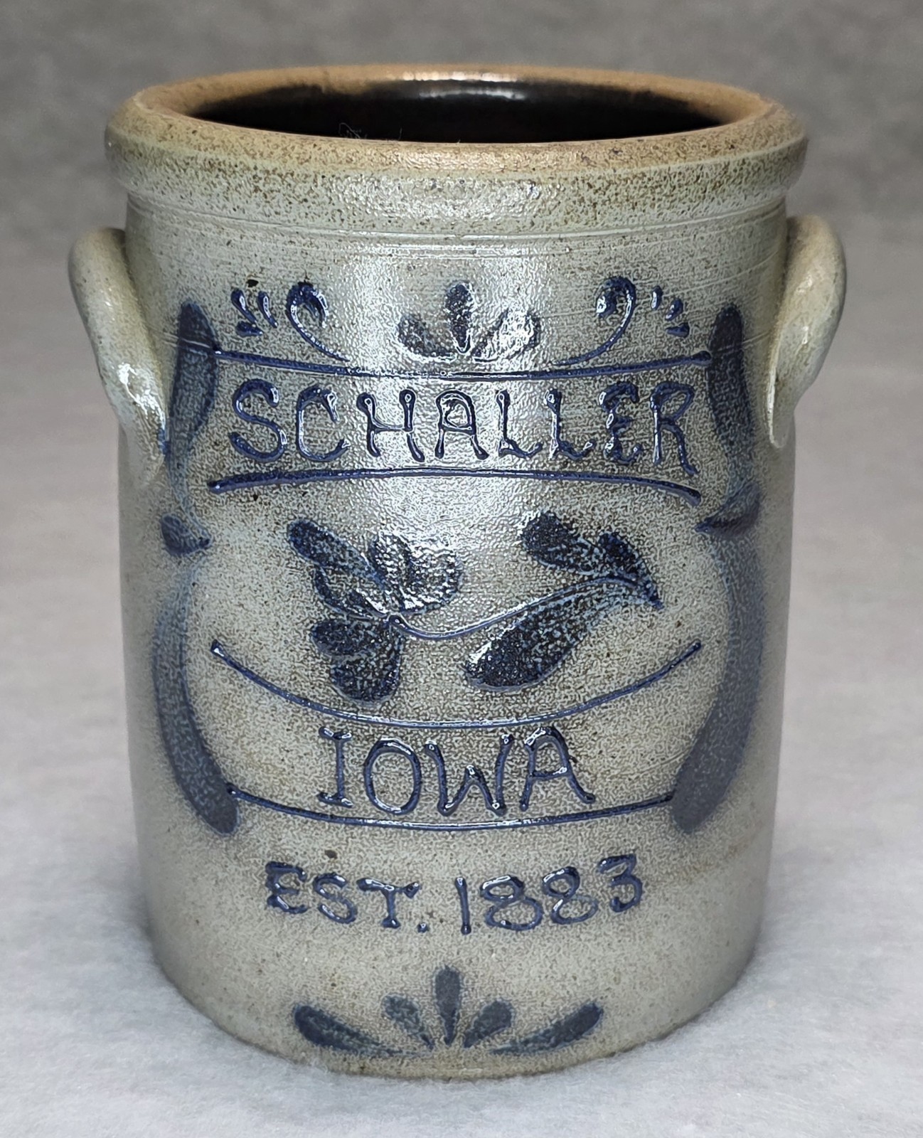 Vintage 1987 Rockdale Union Stoneware Salt Glazed Crock Schaller Iowa Est. 1883