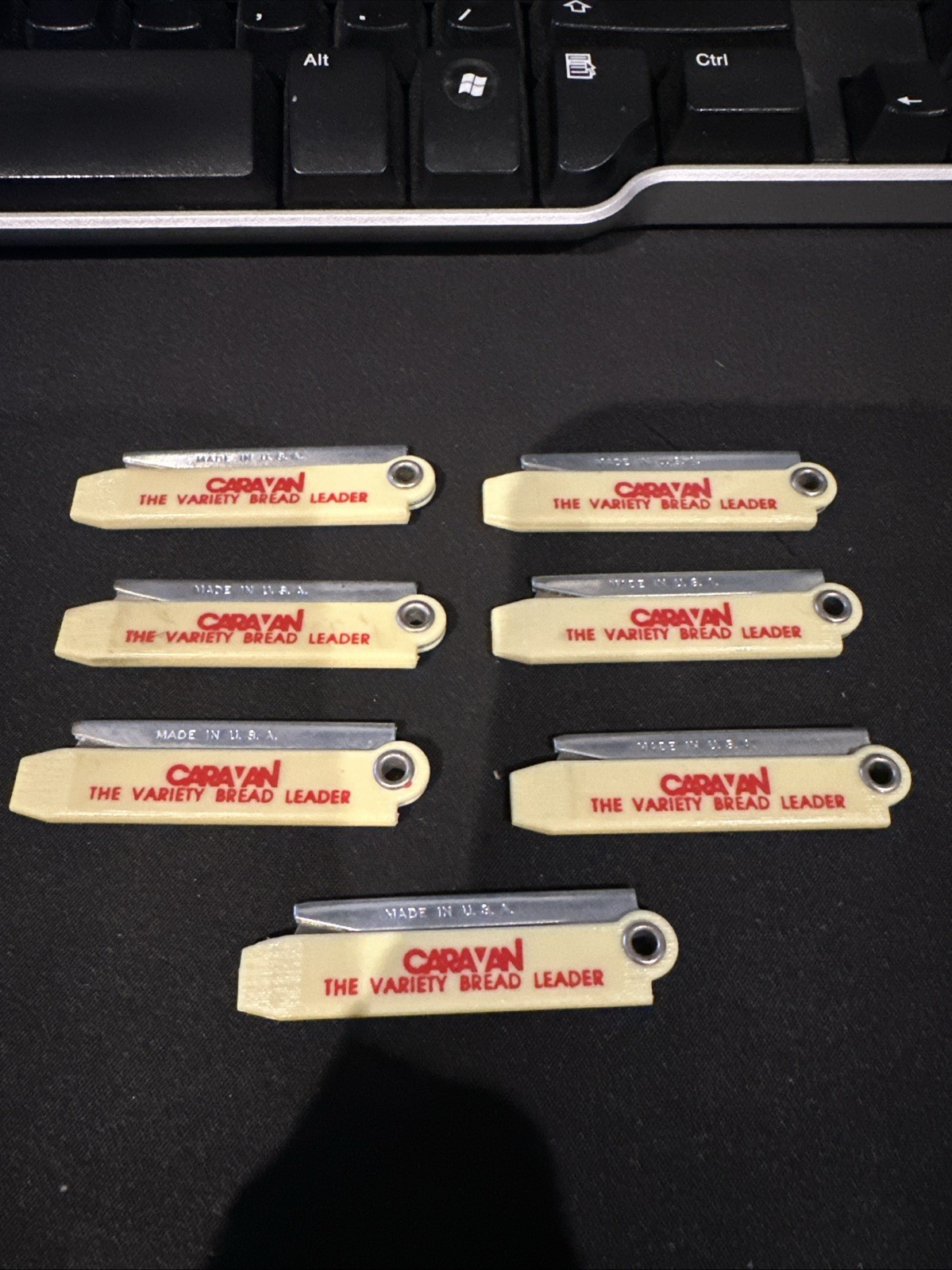 Lot Of 7 Vintage Caravan Bread Advertising Pocket Box Cutter Knife