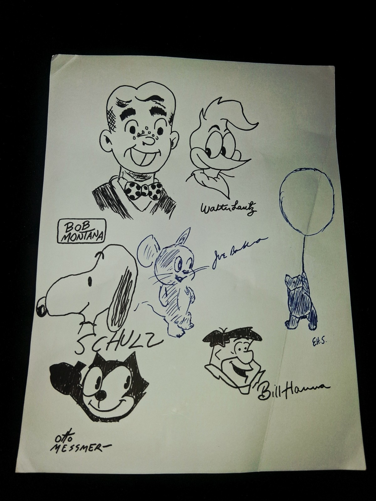 ORIGINAL COMIC ART JAM Vintage Sketches Schulz Bob Montana Walter Lantz  G2U