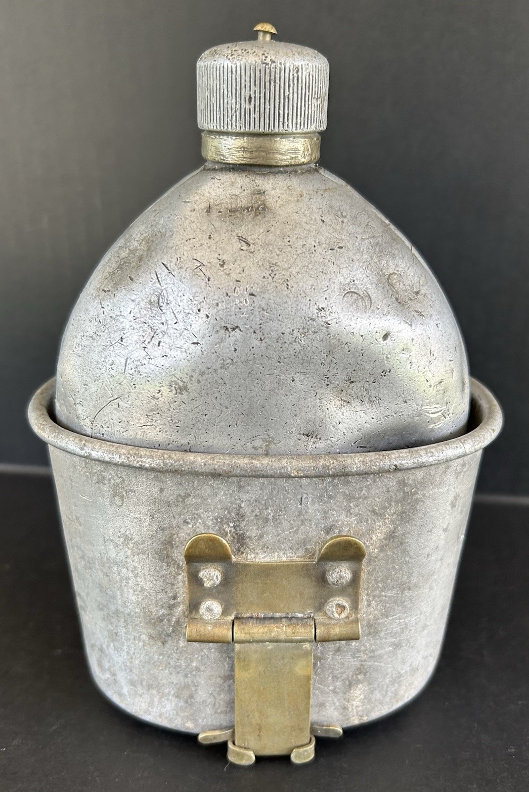 WW1 US Army Aluminum Canteen With Cup 1918 Military Field Gear
