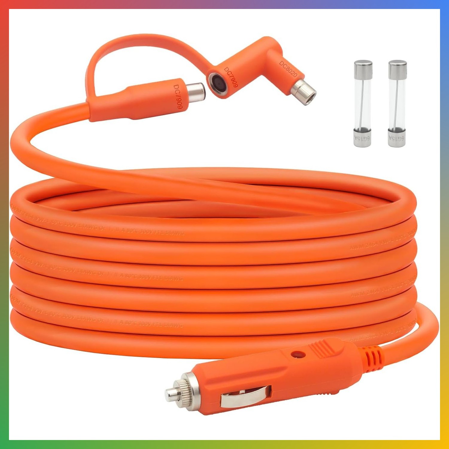 10ft Car Charger Cable 12V 24V Cigarette Lighter DC 8mm Heavy Duty 10ft Car Charger Cable 12V 24V Cigarette Lighter DC 8mm Heavy Duty