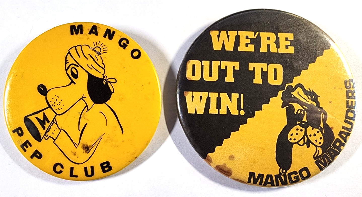 Vintage 1970s Mango Junior High School Pins Set Sunnyvale CA Marauders Pep Club