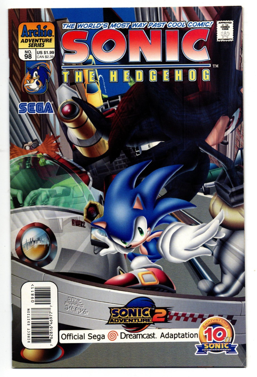 Sonic the Hedgehog #98 VF/NM 1st App. of Shadow the Hedgehog Archie Comics 2001