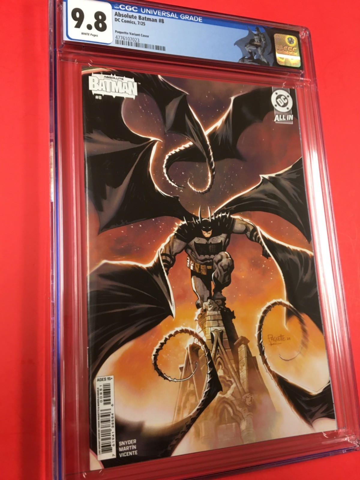 ABSOLUTE  BATMAN  #  8  CGC  9.8  (2025)  PAQUETTE  1:50 CUSTOM LABEL  BEAUTY 