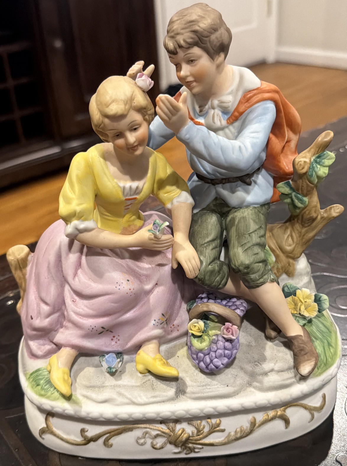 VTG Lenwile China Ardalt Mid-Century Courting Couple Bisque Figurine Boy Girl