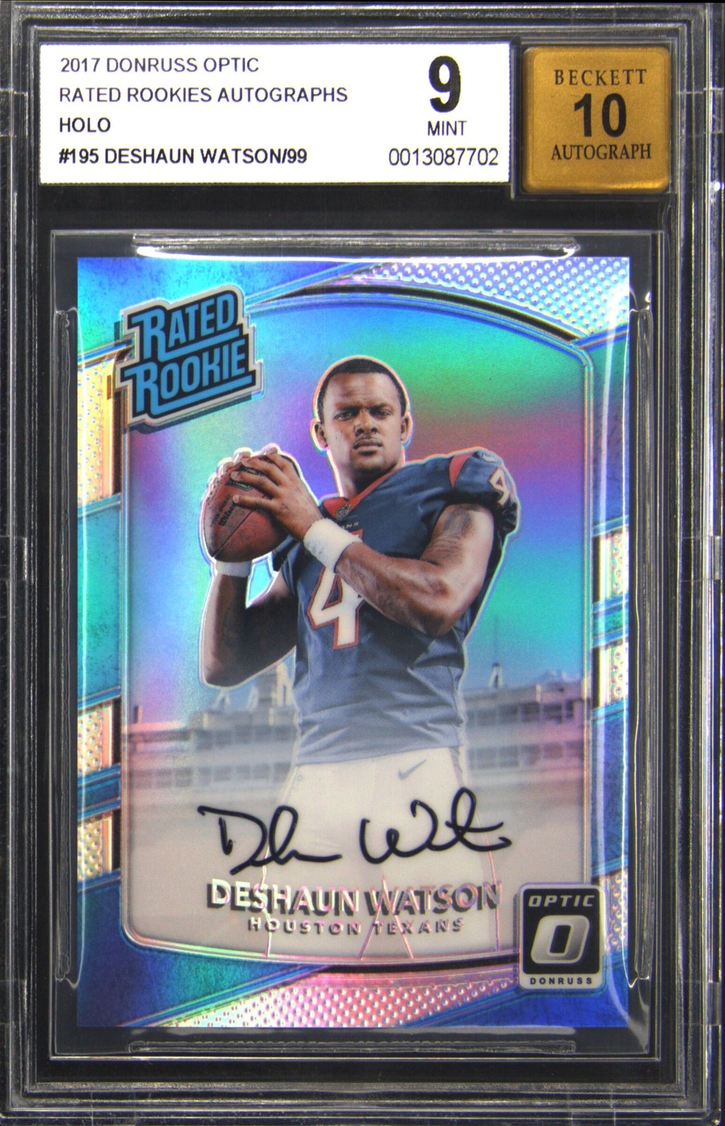 2017 DONRUSS OPTIC RATED ROOKIES AUTOS HOLO DESHAUN WATSON BGS 9