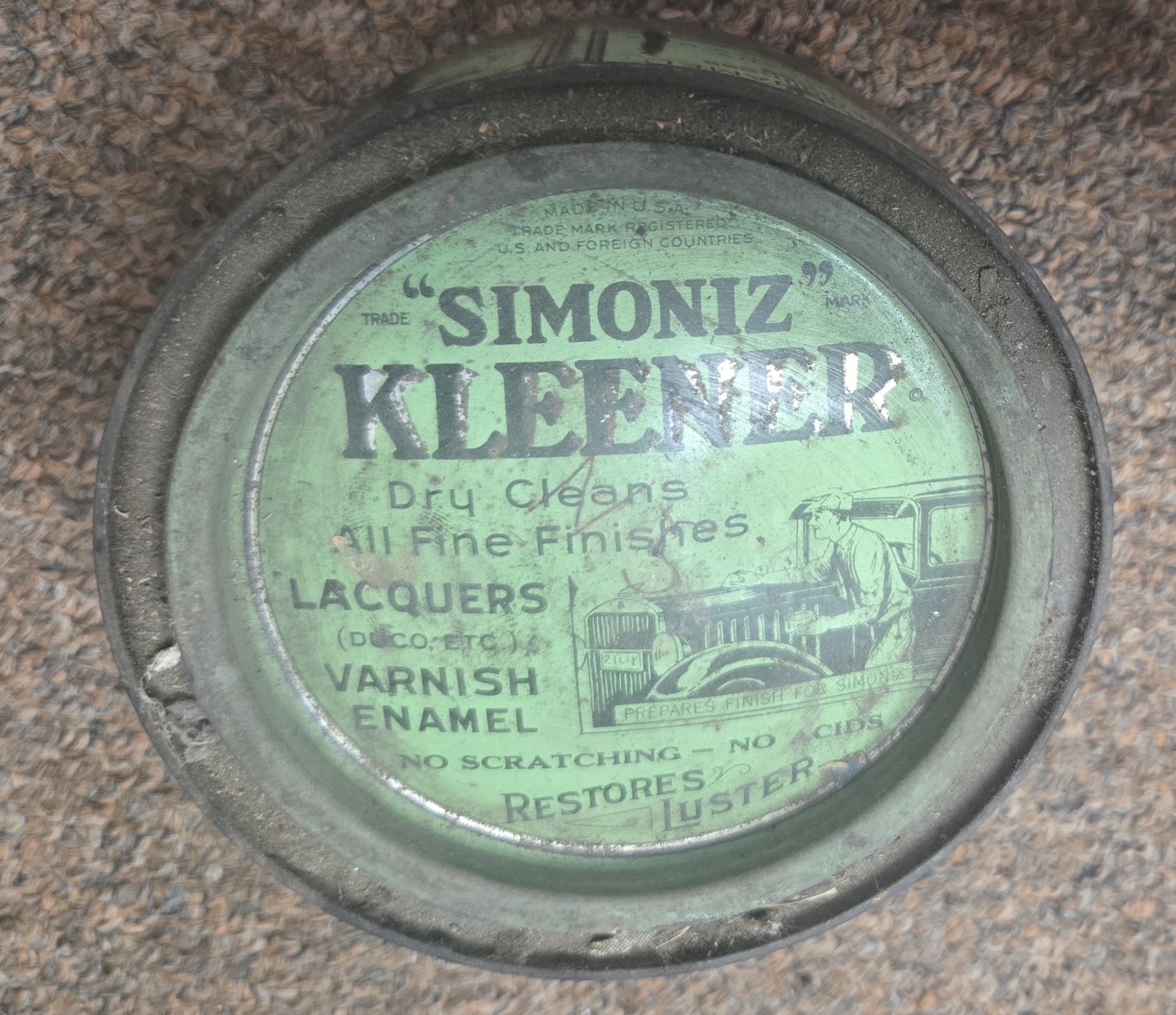 Antique Simoniz Kleener Tin for Fine Finishes Simoniz Co. Chicago IL 1920\'s