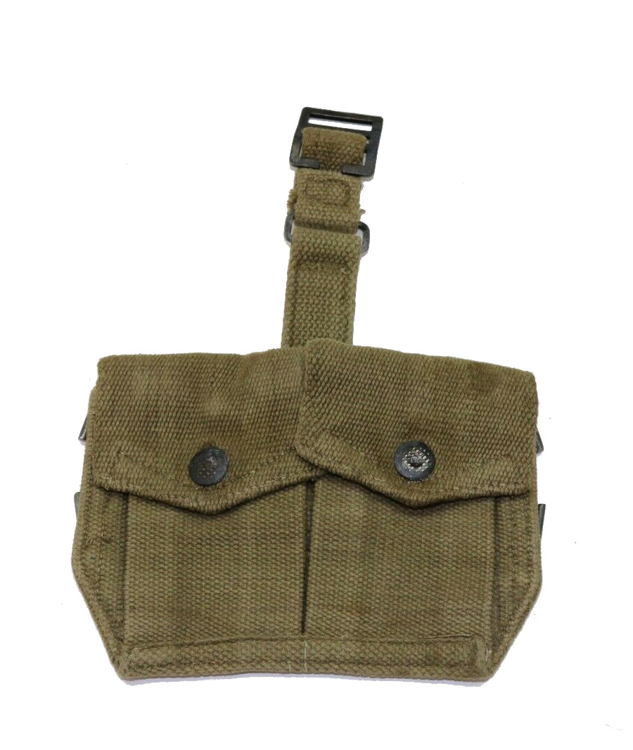 WWII British P37 Khaki Web 2-Pocket Ammo Pouch .303 Enfield 303 Brit Army