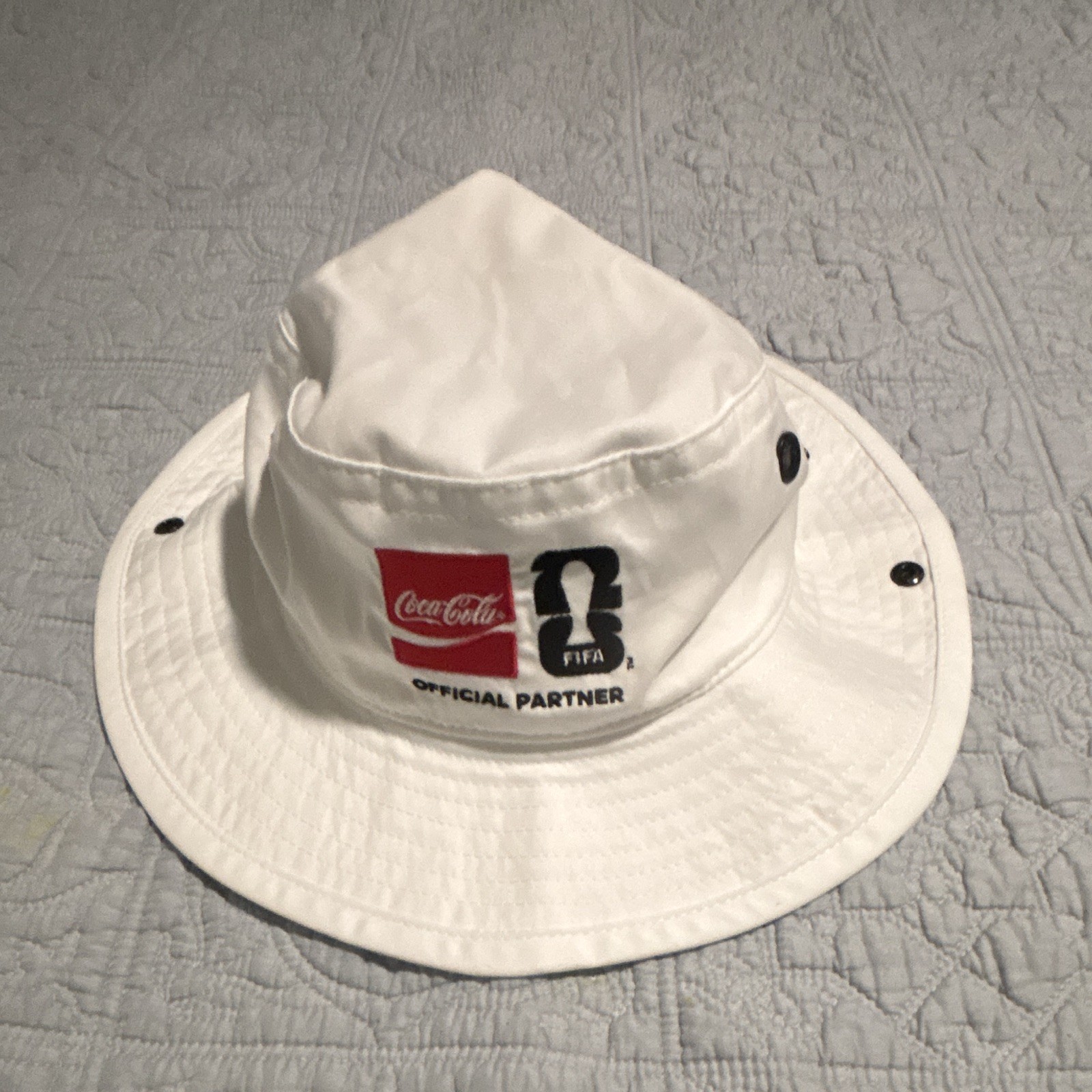 FIFA Coca-Cola Bucket Hat NEW Employee Issued Official Partner White Embroidered