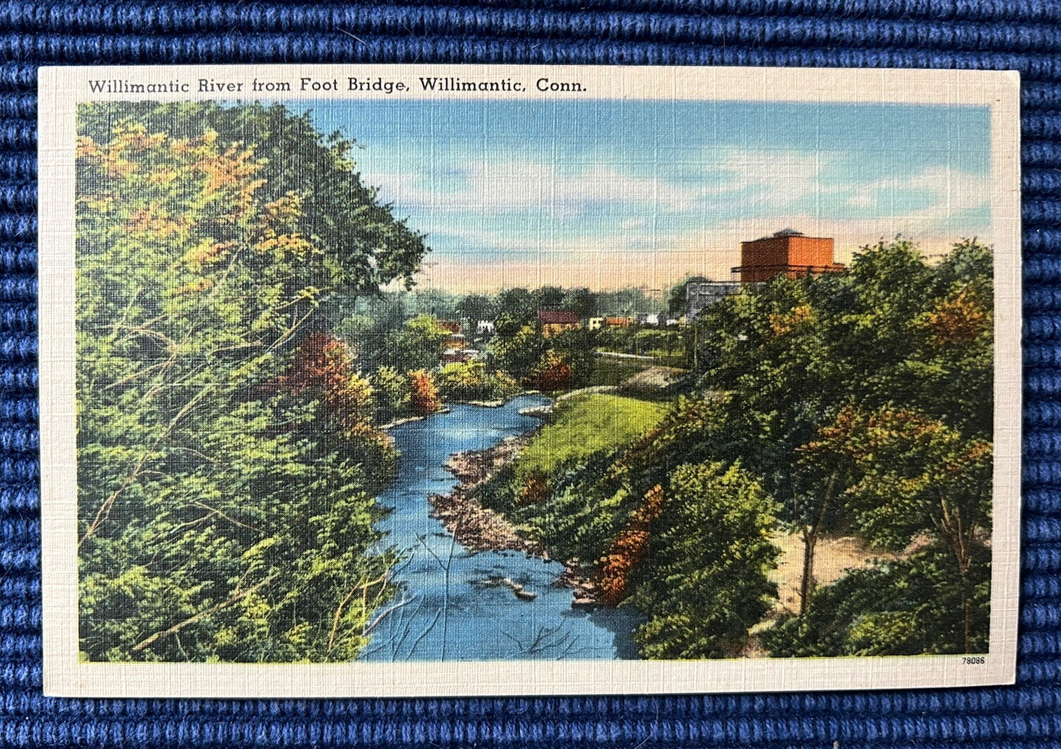 WILLIMANTIC, CONNECTICUT CT CONN~River from Footbridge~Linen Postcard
