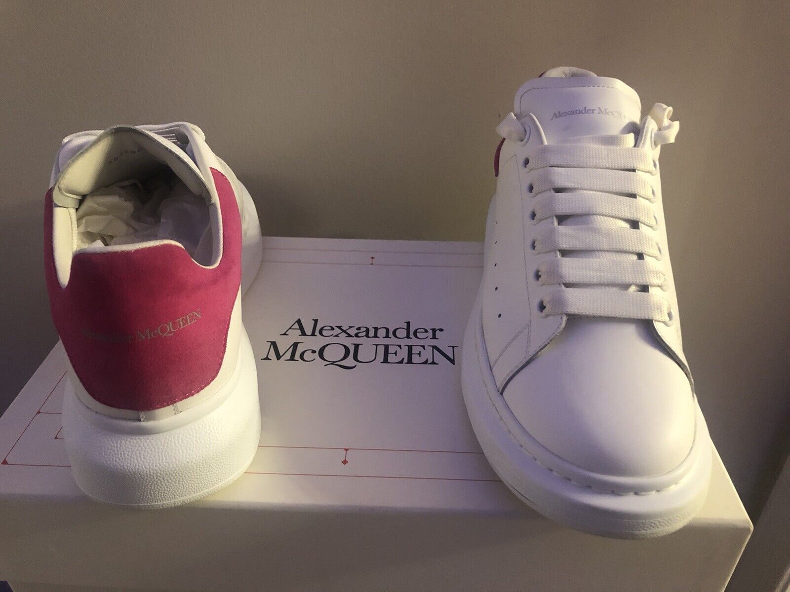 Authentic Alexander Mcqueen Sneakers White Lust Pink Sz 43 US10 in original Box.