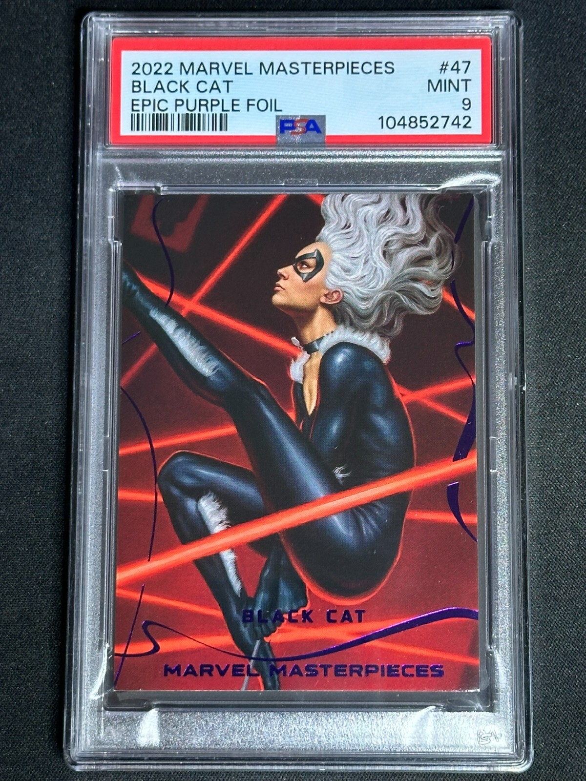 2022 Marvel Masterpieces Epic Purple Black Cat #47 PSA 9 MINT Dan Dos Santos SP