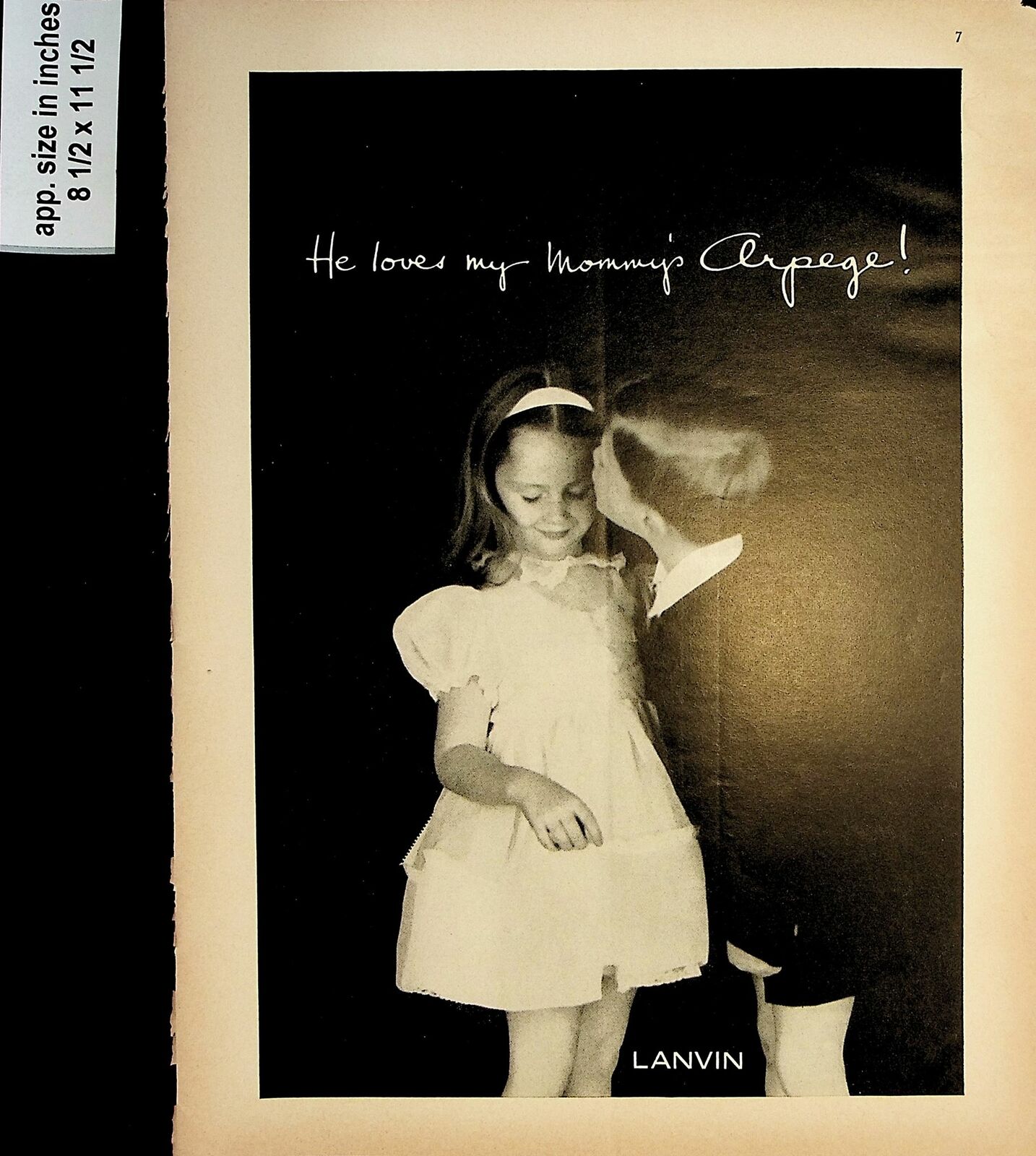 1961 Lanvin Arpege Children Cheek Kiss Vintage Print Ad 7857