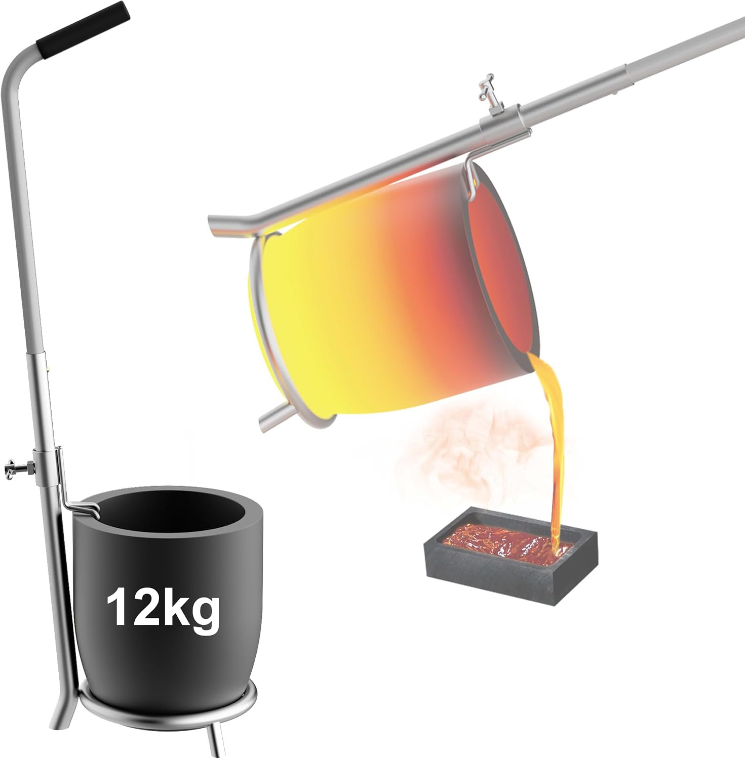 Mmasters 12Kg Crucible and Tongs Rack for Smelting Metal with a Silicon Carbide