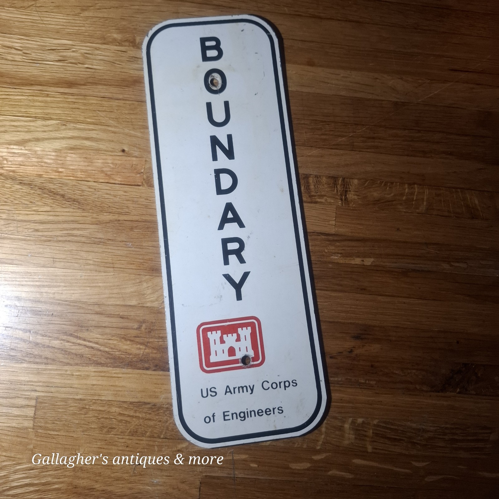 rare U.S. Army Corps of Engineers BOUNDARY Metal Sign Vintage