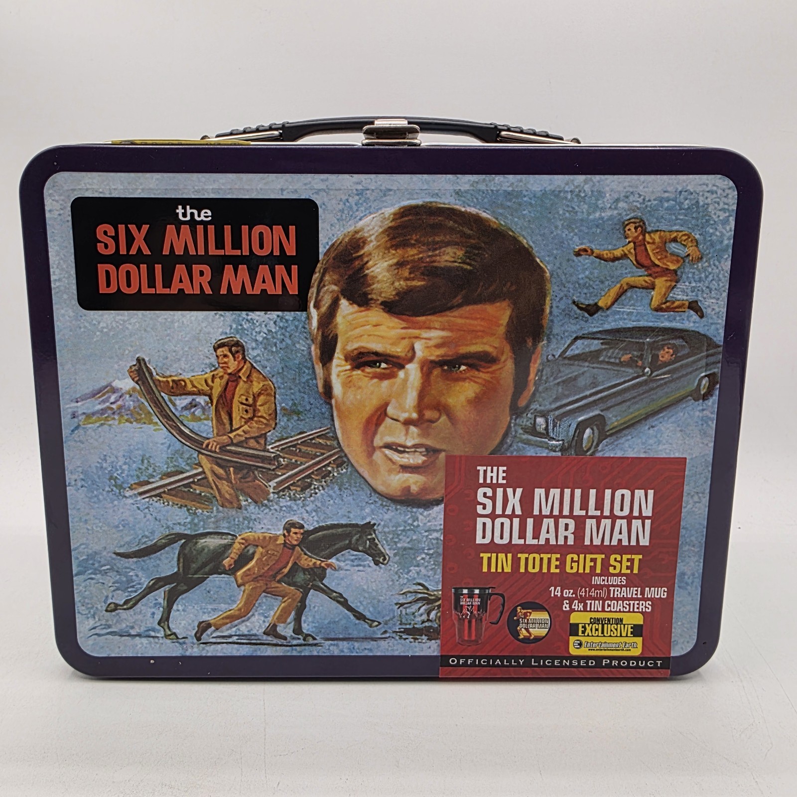 The Six Million Dollar Man Metal Lunch Box Bif Bang Tin Tote Giftset Exclusive  