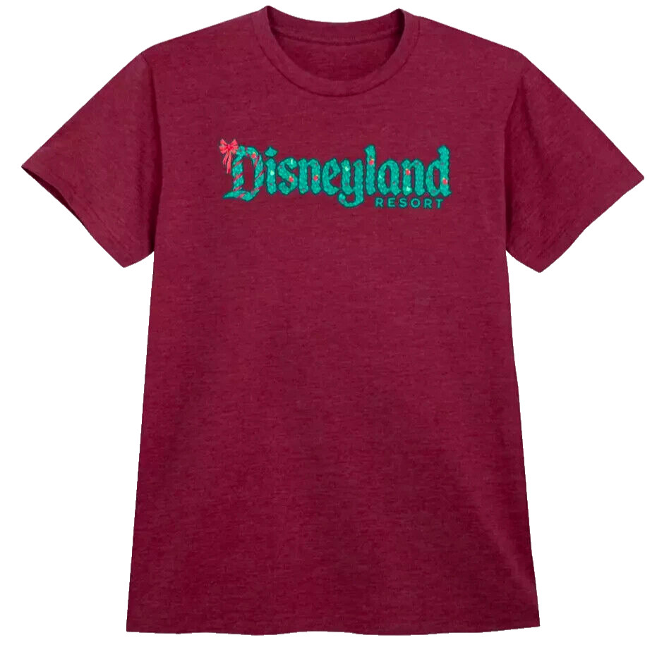 Disney Parks Disneyland Resort Holiday Christmas Wreath Logo Maroon (M) Shirt