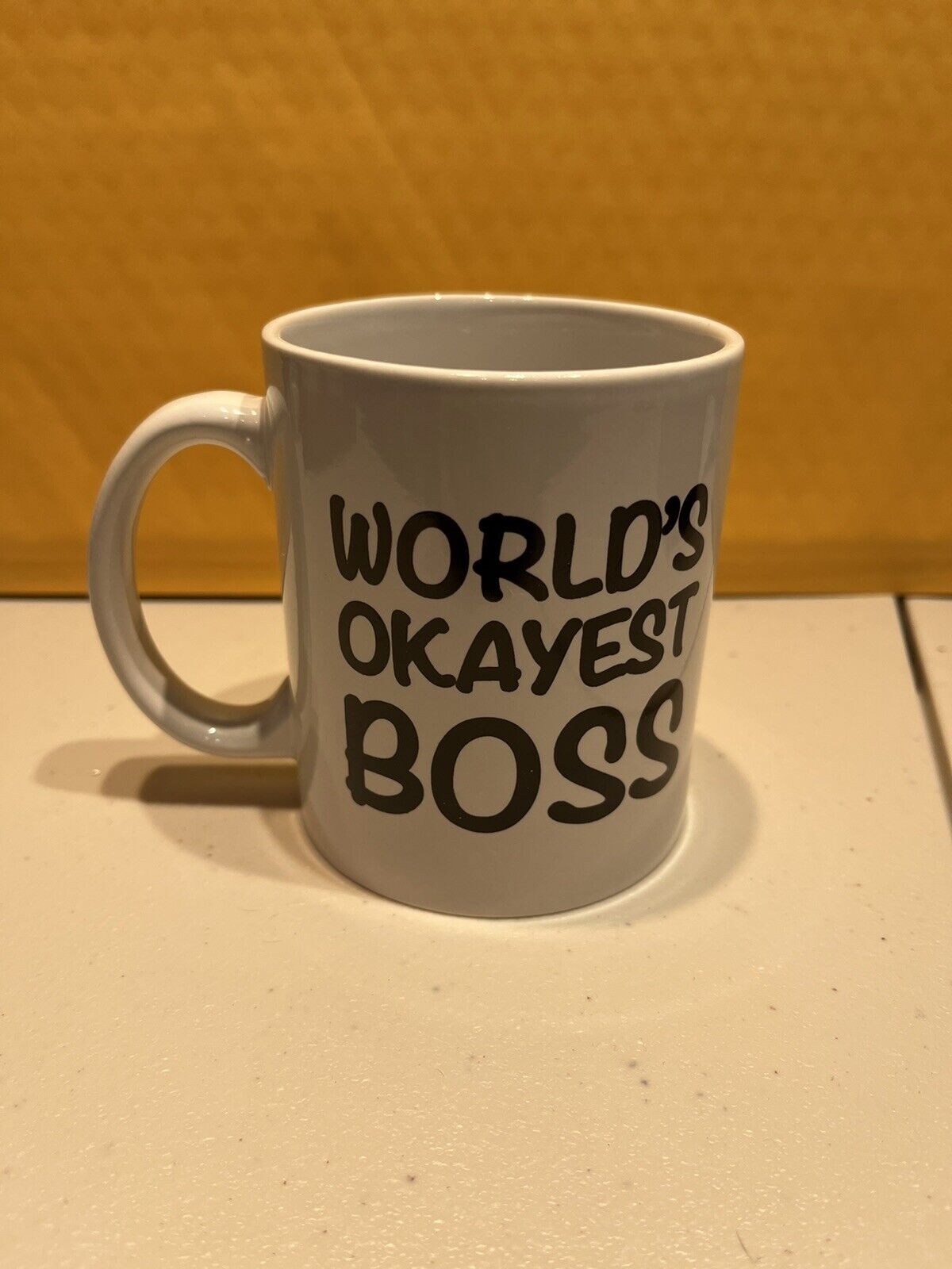 “worlds okayest boss” mug brand new in box great gift idea christmas boss gift