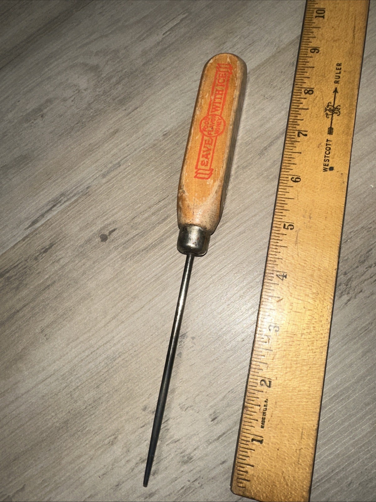 Antique Ice Pick “ Save With Ice “ Food Flavor Money. Janson Ice & Oil Co.