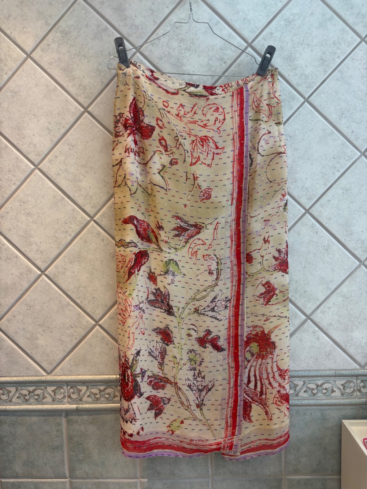 ETRO Milano Silk & Lurex Floral Maxi Skirt Size 44