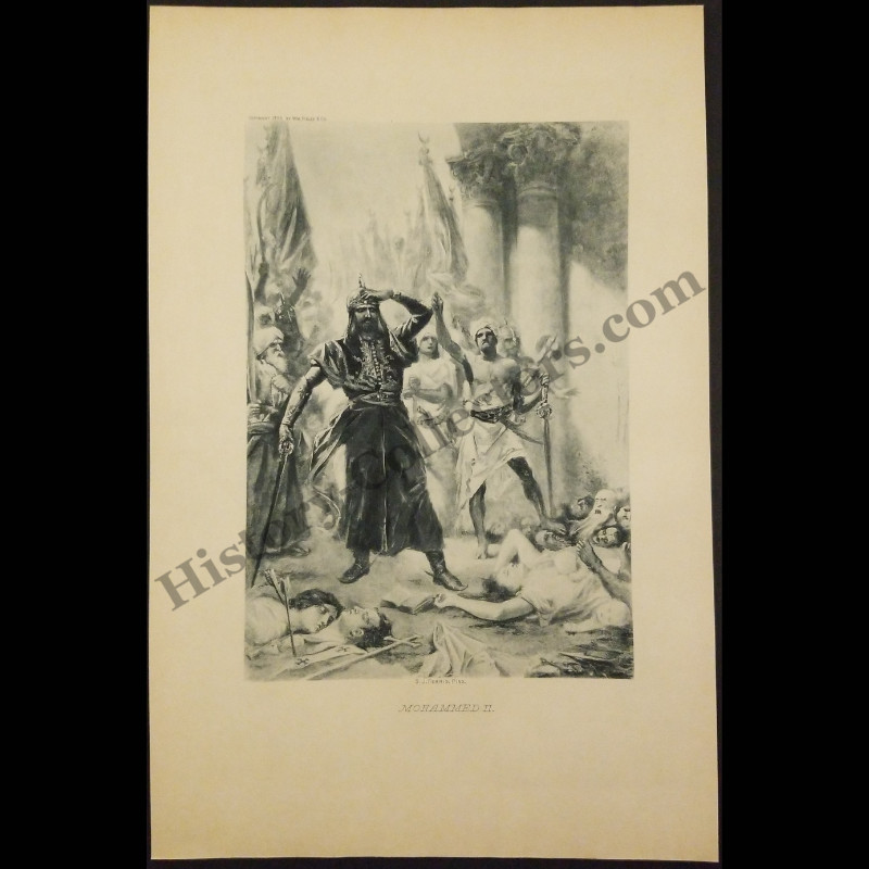 1895 Mohammed II Ottoman Sultan Book Printed Plate Illustration Mehmed II