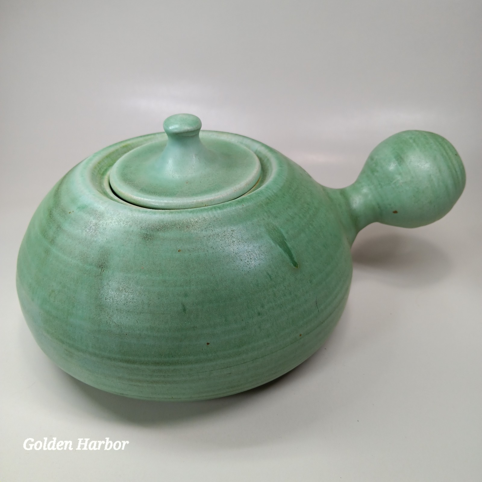 Vintage Shearwater Bean Pot┆ Rare Hand Thrown Art Pottery┆Green┆Ocean Springs MS