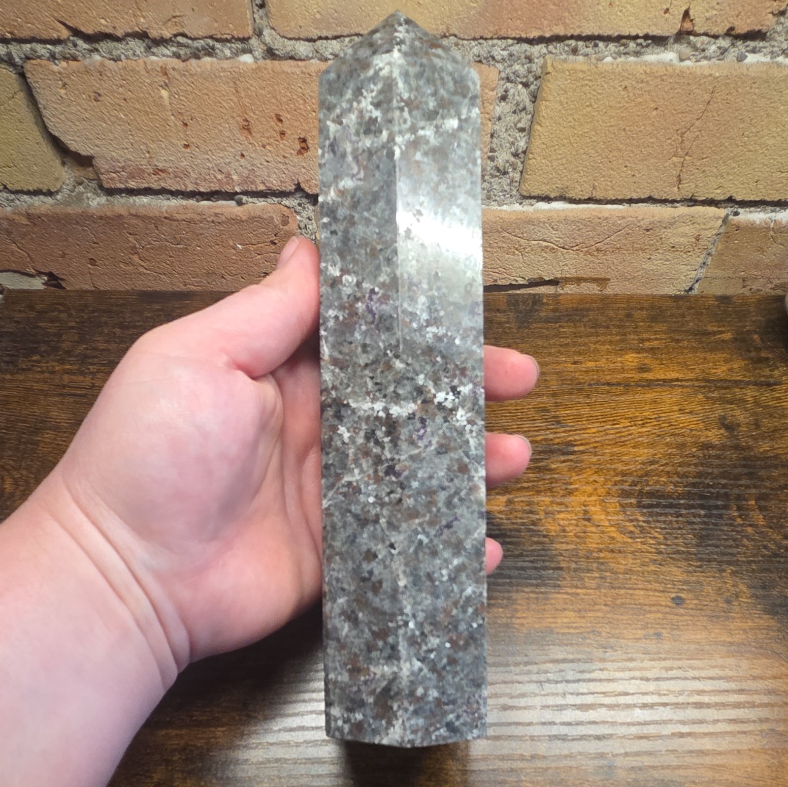Large Yooperlite, UV Reactive Mineral Point Tower,8.5 inches, almost 2lb, L#1