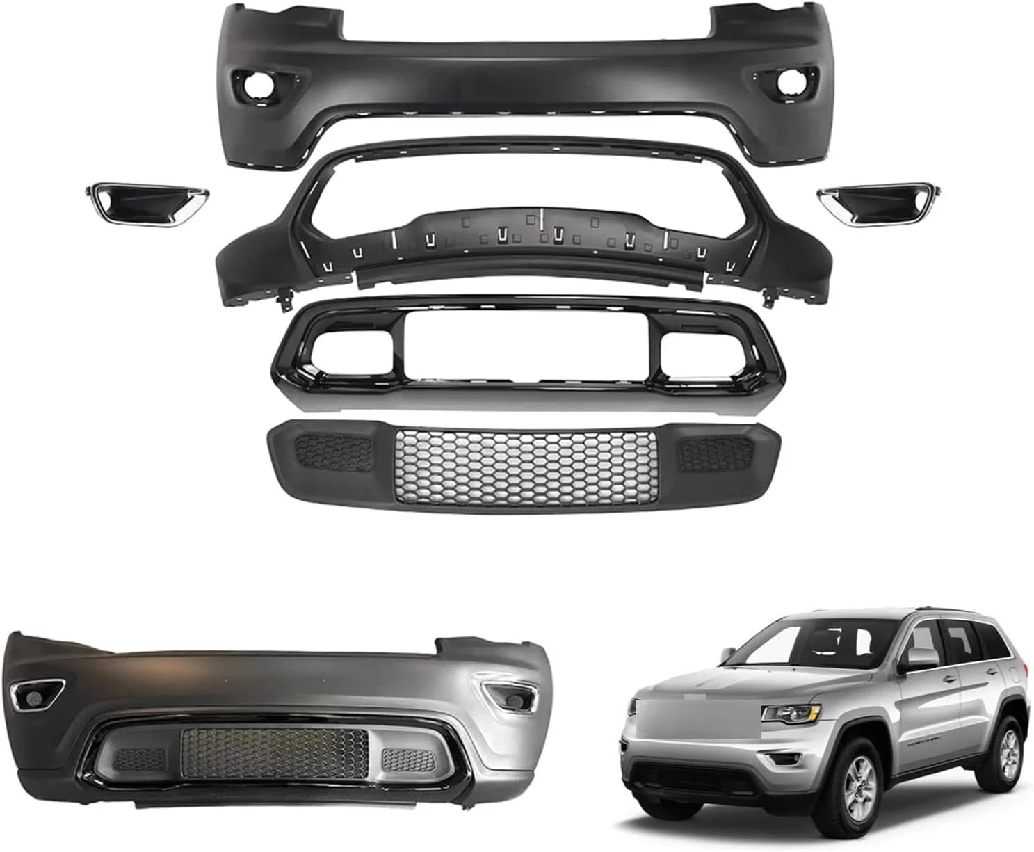 Grand Cherokee Front Bumper Cover Complete Kit Compatible with 2017 2018 2019 20